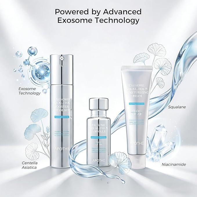 APOTHE Exosome Squal-Tox 3-in-1 Skincare Set – Ampoule, Cream & Booster Mist for Hydration, Firming & Skin Renewal, Winter Gifting Bundle