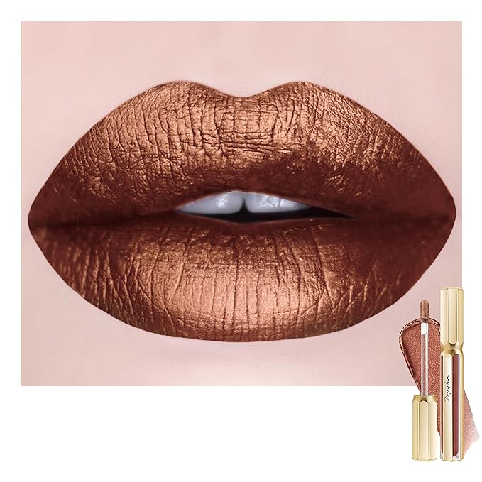 Depuplum Chocolate Lipsticks for Women Metallic Lipstick Long Lasting Non Stick Cup Lip Gloss, Shimmer Lightweight Hydrating Full Coverage Lip Color, DP109 Candy