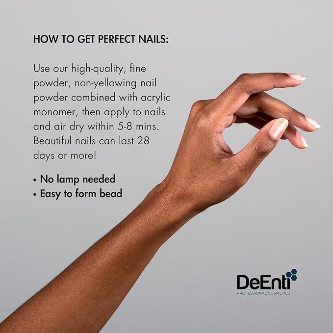 DeEnti Acrylic Nail Powder, 2oz Nude Acrylic Powder Dip for Nails, Long Lasting Salon Quality, Bubble Free Professional Manicures, Fake Nails, Carving & Extensions
