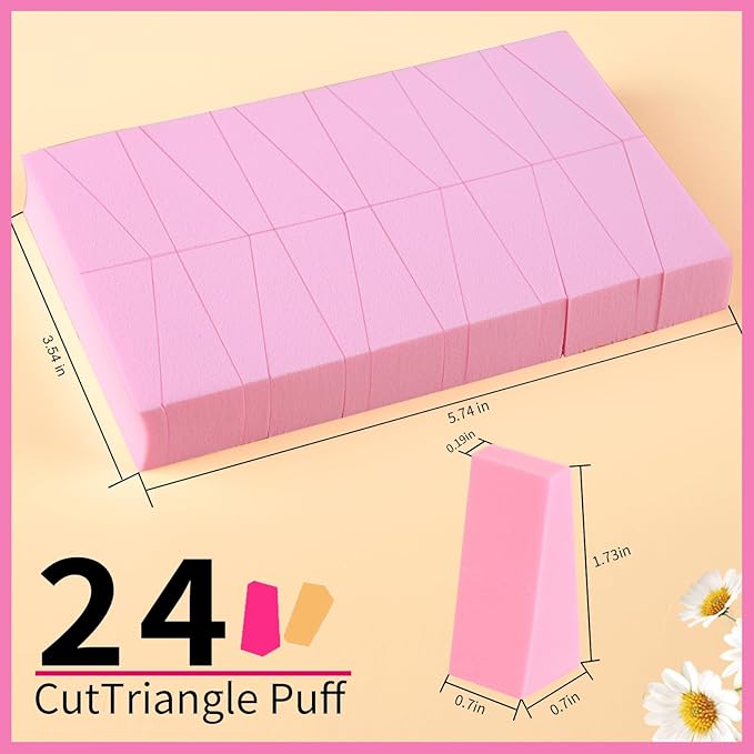 Teenitor 48 Pieces Makeup Sponge Blender For Face Curve Blending, Latex Free Small Wedge Shaped Smooth Apply Beauty Sponge Applicator For Liquid Cream Foundation Festival Makeup