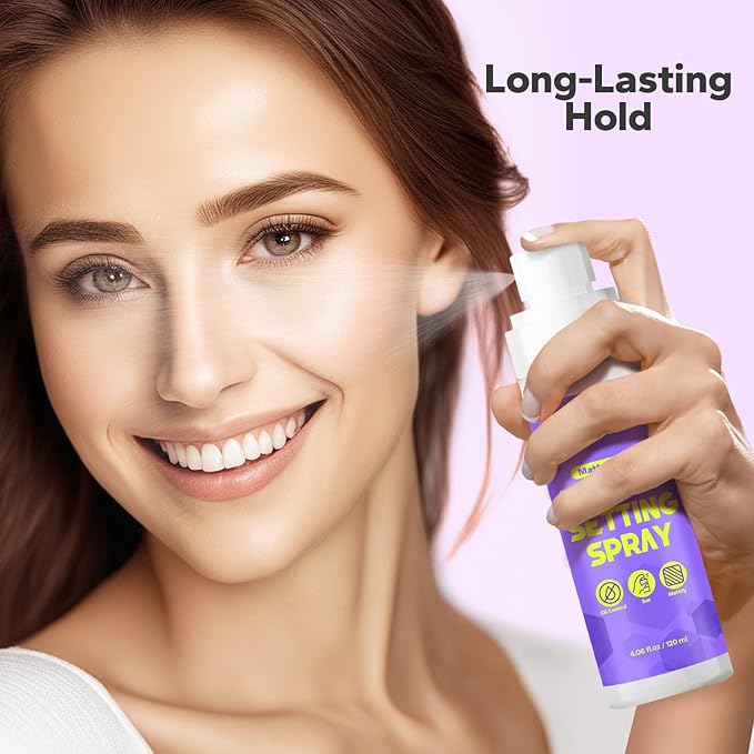 Makeup Setting Spray (4.06 Fl Oz), Matte Finish Setting Spray for Makeup, Long-Lasting Fixing Spray for Face, Oil Control for Oily Skin, Shine-Free