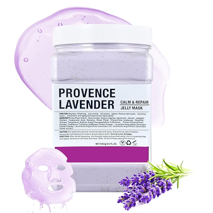 LUCKY CAT Jelly Mask for Facials Professional, Hydrating & Moisturizing Peel-Off Gel Jelly Face Mask Skin Care for Deep Hydration & Glow, Professional Spa Use for All Skin Types 23 Fl Oz (Lavender)
