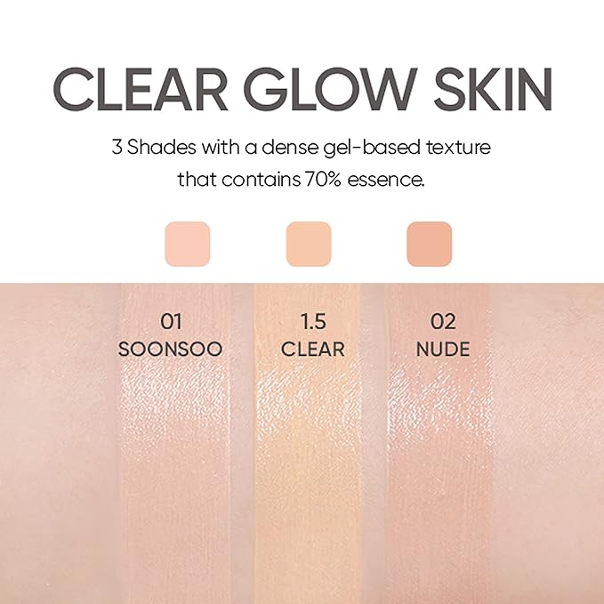 AMUSE SEOUL Dew Jelly Vegan Cushion Foundation (1.5 CLEAR) | dewy, glow, long-lasting, double coverage, clean beauty, lightweight, natural look, foundation for sensitive skin, hydrating cushion