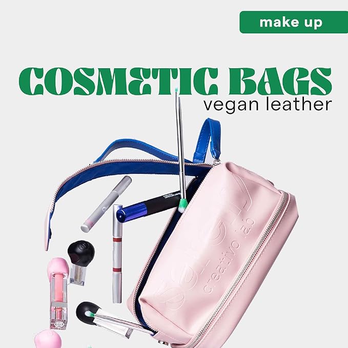 SARELLY, Makeup Bag, Perfect for Makeup Brushes, Vegan Leather, Pink Color, Sarelly Creative Lab
