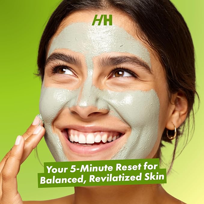 Handmade Heroes Green Tea EGCG Clay Mask – Facial Treatment Mask for Pore Minimizing, Oil Control & Calming. Detoxifying Clay Mask for Blemish Prone Skin