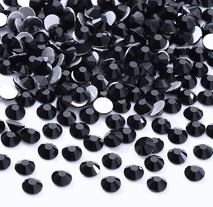 Meibite Black Flatback Rhinestones, Glass Rhinestones for Nail Art and Craft, Glue Fix, Loose Crystal Gemstones(Black, SS20, 2880pcs, 4.6-4.8mm)