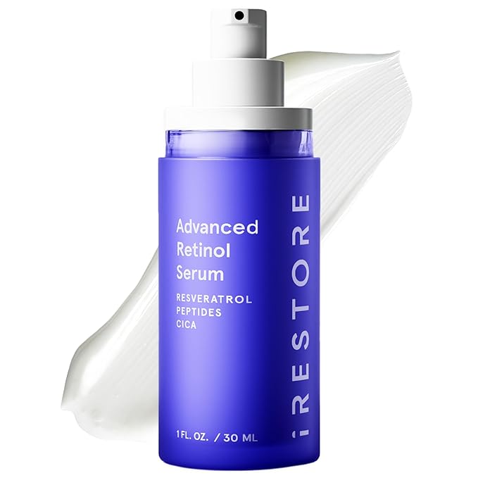 iRestore Retinol Serum for Face - 1% Retinol with Peptides & Hyaluronic Acid - Anti Aging Night Serum for Sensitive Skin - Fragrance Free, Reduces Fine Lines, Wrinkles (Pack of 1)