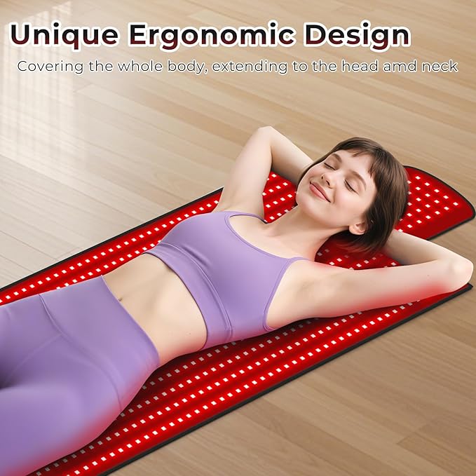 65"x20.5" Body Red Light Therapy Mat, Eligible Red Light Therapy Blanket,875pcs Dual Wavelength LEDs(660nm& 850nm), Premium Leather, Adjustable Timer & Intensity