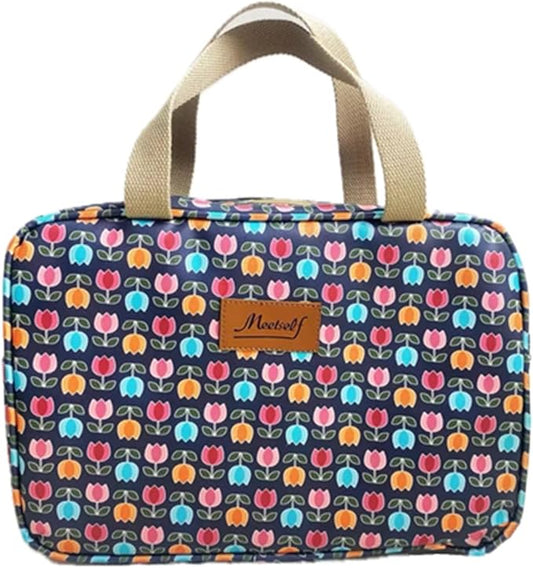 Hjkiopc Large Makeup Bag Toiletry Bag for Women Make Up Bag Cosmetic Bag Toiletries Bag Brush Bags for Traveling (Little Flower Blue)