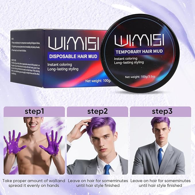 Temporary Hair Color Wax, Washable Styling Hair Clay, Instant White Hair Coloring Cream for Women Men Teens, DIY Hair Styling for Cosplay, Halloween & Parties (White)