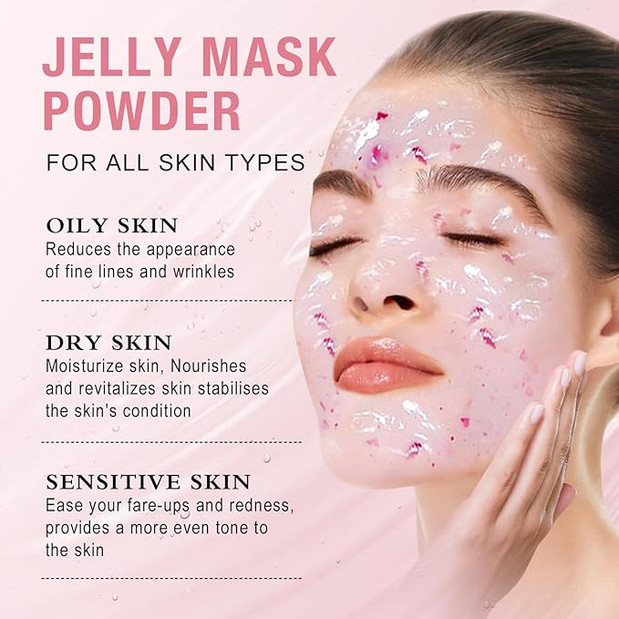 LUCKY CAT Jelly Mask for Facials Professional, Hydrating & Moisturizing Peel-Off Gel Jelly Face Mask Skin Care for Deep Hydration & Glow, Professional Spa Use for All Skin Types 23 Fl Oz (Rose)