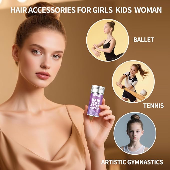 SWEET VIEW Hair Wax Stick, Flexible Hold Slick Back Hair Balm for Tame Flyaways, Frizz, Sleek Ponytails, Buns, Styling Accessory for Women, Girls