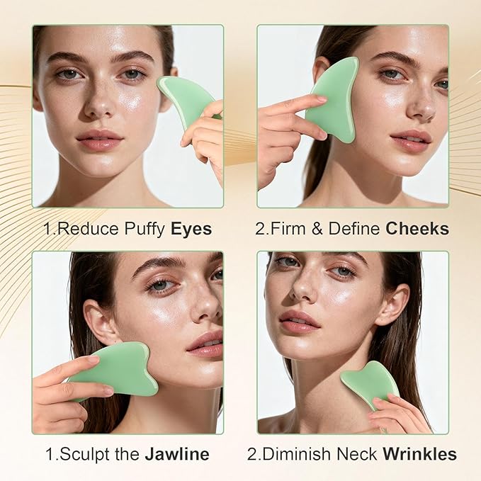 Stainless Steel Muscle Scraper Tool 6 in1 Gua Sha Facial Tools Body Gua Sha Tools Jade Stone Scraper Tool Massage Used for Back, Legs, Arms,Neck,Shoulder