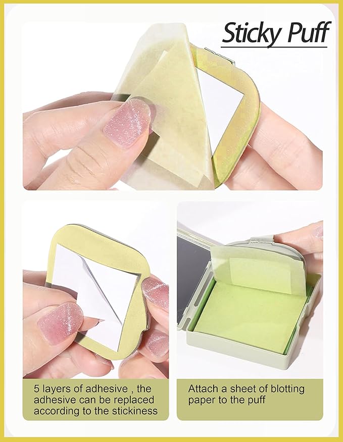 Okerker Chamomile Oil Blotting Paper - 200 Sheets w/Mirror, Puff & Refills, Absorbs Excess Face Oil, Controls Shine, Saves Makeup, The On-the-Go Essential for a Flawless, Matte Finish All Day