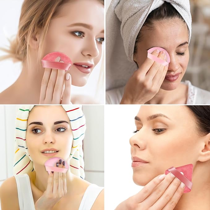 Pimoys 6 Pcs Powder Puff, Pink Valentines Day Gifts for Women Face Soft Triangle Makeup Puff Velet Makeup Sponge for Loose Powder (Pink)