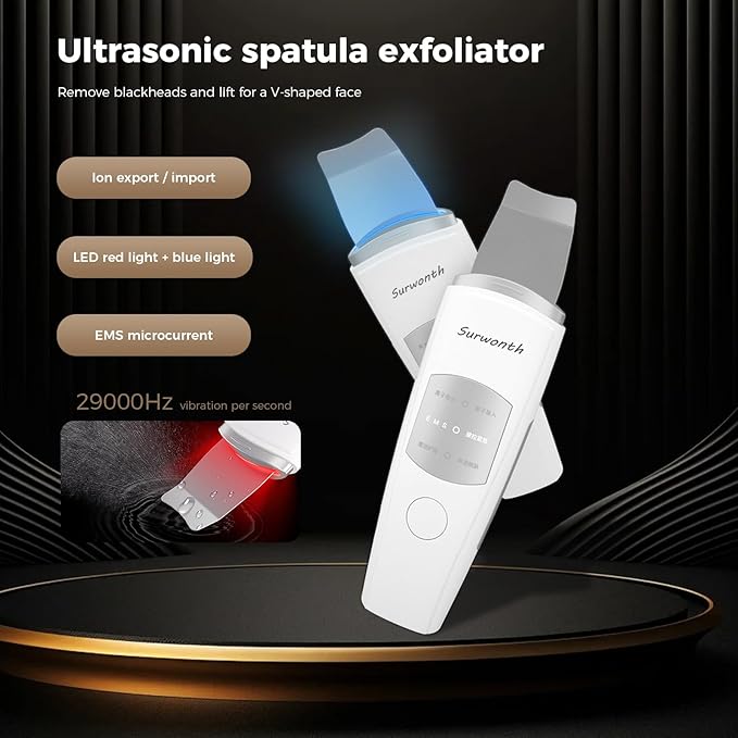 New Skin Face Spatula,Skin Scrubber Face Spatula - Skin Spatula Blackhead Remover Pore Cleaner with 3 Modes，Skin Cleaning Protection-Wet Your face Before use
