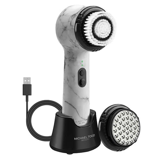 Michael Todd Beauty Soniclear Allure 2024 Best of Beauty Winner Facial Cleansing + Exfoliation Brush System with 4 speeds, Serum Infusion Head + Travel Case