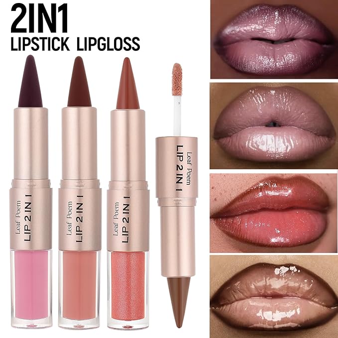 BAISEN DIARY 2-in-1 Double-Ended Matte Lip Liner & Lip Gloss Duo, Soft Baby Pink Ombre Lip Combo Pencil, Lip Liner and Lipstick Gloss Set for Defined & Fuller Looking Lips (#09 Soft Baby Pink Ombre)