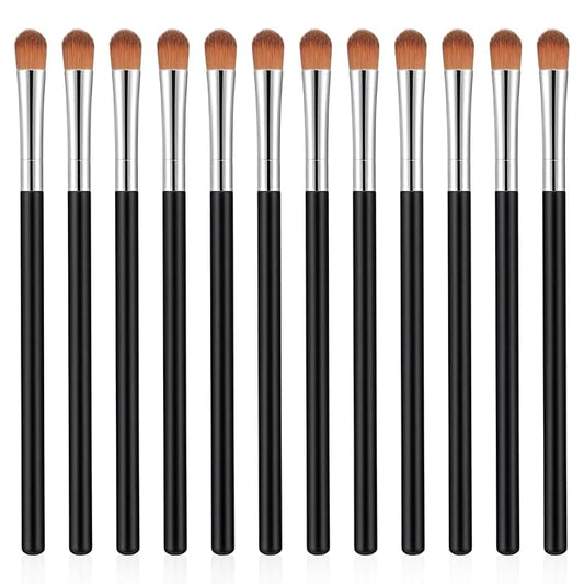 12 Pcs Concealer Brush, Eyeshadow Brush Flat Concealer Brushes Small Eyeshadow Brushes Makeup Applicator for Brow Tools for Cream Liquid Shadows Blending Mini Eye Applicator Smudge