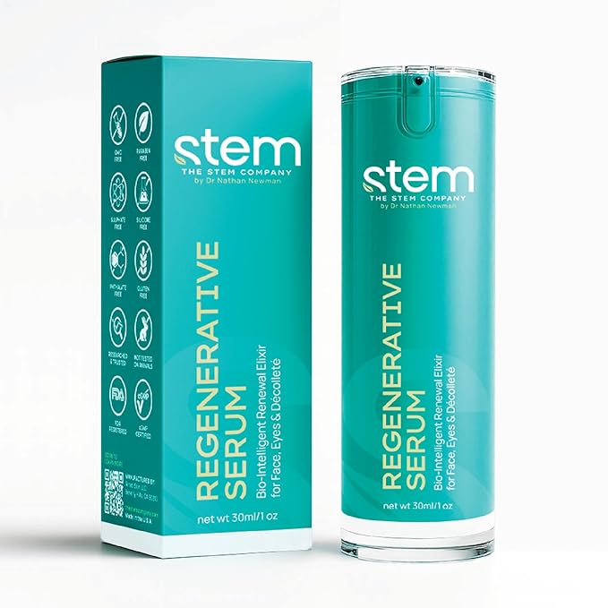 ReGenerative Plant Stem Cell Anti-Aging Face Serum, Hyaluronic Acid, Gluconolactone & Glycoproteins, Exosome-Inspired, Peptide-Like Skin Tightening & Firming Formula, 1oz