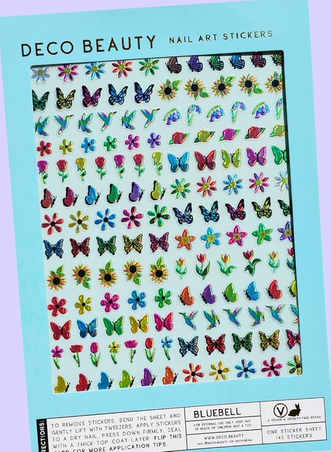 Deco Beauty Bluebell -Super Thin & Easy-to-Apply Nail Art with The Cutest Designs-Durable & Long-Lasting Nail Art Stickers and Decals for Women, for DIY at-Home Manicures & Salon-Quality Nails