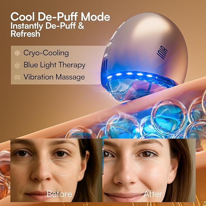 INIA 7-in-1 Red Light Therapy for Face and Neck Gua Sha Facial Massager Tool Device with Thermal and Cryo Mode for Puffiness & Firming Skincare Tool