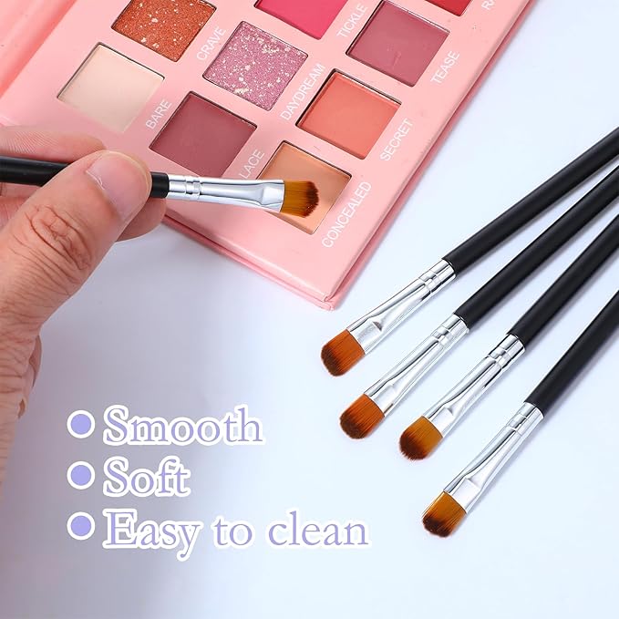 10 PCS Small Makeup Brushes, Eyeshadow Blending Concealer Brush Flat Concealer Brush Under Eye with Soft Synthetic Hairs, Portable Lipstick Eyebrow Foundation Brushes for Eyeshadow, Lipstick