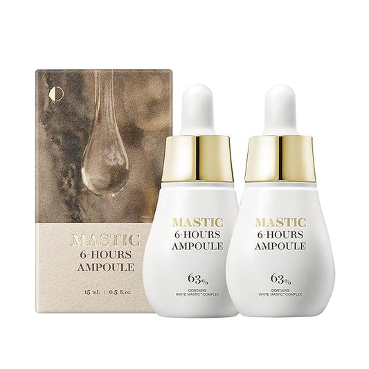 MASTINA Mastic Ampoule Serum (2-Pack, 0.5fl oz Each), Korean Face Serum with 63% Mastic Complex & Niacinamide for Firming & Hydrating, Great Value Pack