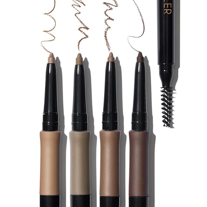 LAURA GELLER NEW YORK INKcredible Waterproof Brow Pencil- Blending Spoolie Brush - Long Lasting Eyebrow Filler (04 Dark Brown)