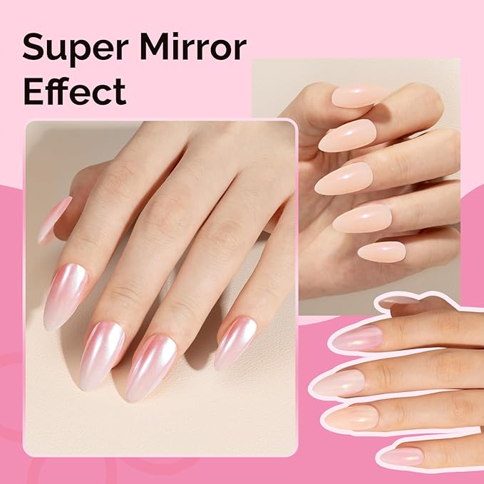 MelodySusie 4Pcs Chrome Nail Powder for Gel Nails, Aurora Fine Glitter Powder Mirror Effect Pigment Pearlescent Mermaid Pigment Pearl Glitter for Home DIY Salon Use