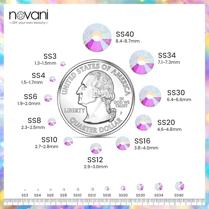 Novani Crystal Rhinestones, Flatback Loose Gemstones 288pcs Glass Rhinestones for Clothes Shoes Crafts Makeup Nail Art and DIY Decorations(SS30, Transparent)