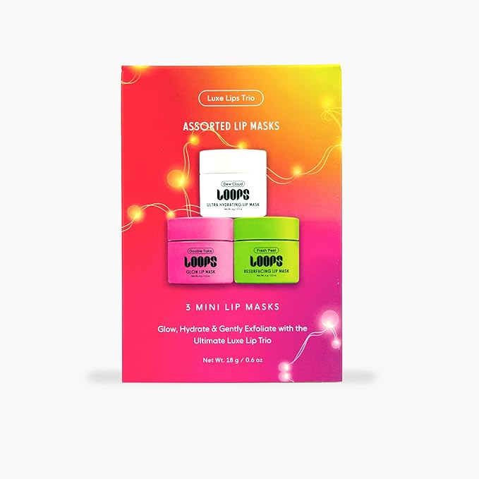 LOOPS Luxe Lips Trio Ultra Hydrating Lip Masks - Exfoliate, and Restore Hydration Below the Surface - Lip Balm - Gifts for Women, Stocking Stuffer