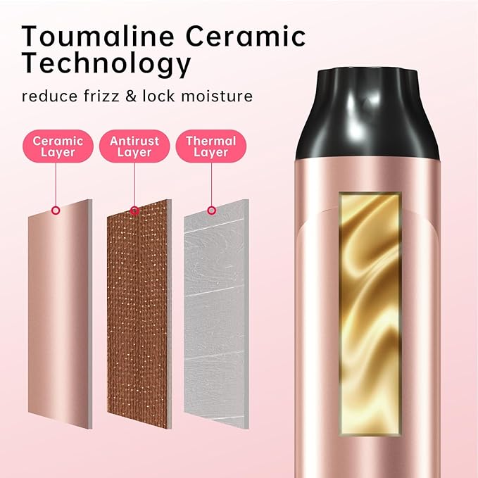 Hahahope Professional 2 Inch Curling Iron with Clamp - Large Barrel Curling Wand for Long Hair, Dual Voltage, Adjustable Heat Settings, Lightweight Design