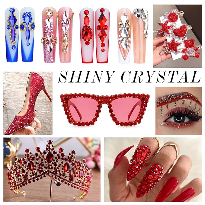 3000Pcs Ruby Red Crystal Rhinestones,Glass Flatback Rhinestones Mini Gemstones for Nail Face Makeup Art Crafts Clothes Decoration -(SS10,2.8mm,Ruby Red)