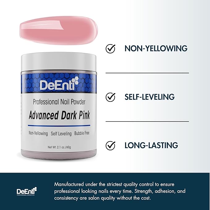 DeEnti Acrylic Nail Powder - 2oz Dark Pink|Professional Grade, Bubble-Free Acrylic Powder for Nails | Long-Lasting, Chip-Resistant Nail Acrylic Powder for Carving, Extensions & Fake Nails