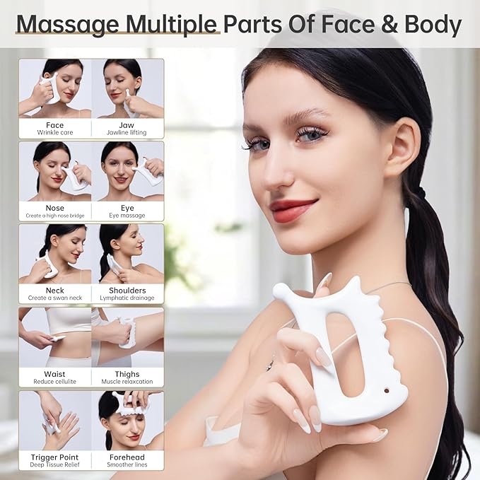 Body Gua Sha Tool,6-in-1 Gua Sha Facial Tools for Lymphatic Drainage,Ceramic Body Guasha Massager Tool for Stress Relief,Trigger Point Tool for Fascia Massage,Gua Sha Tool for Women Christmas Gifts