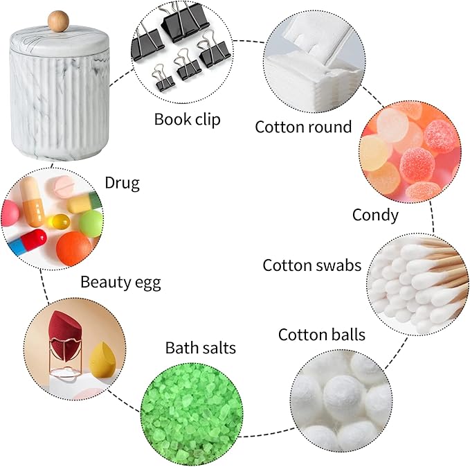 Redelaenor Bathroom Canister with Lid Qtip Holder Dispenser Jar Storage Organizer for Bathroom, Bedroom, Vanity, Kitchen Cabinet