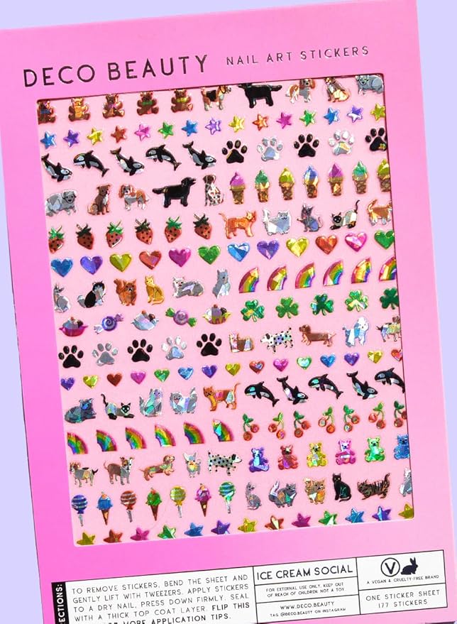 Deco Beauty Ice Cream Social-Super Thin & Easy-to-Apply Nail Art with The Cutest Designs-Durable & Long-Lasting Nail Art Stickers and Decals for Women, for DIY at-Home Manicures & Salon-Quality Nails