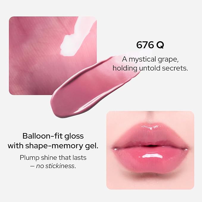 Unseen Balloon Tint, 9 Colors for All Skin Types. Buildable Color, Long Lasting Glossy Lip Stains, Lightweight Lip Gloss Make up, Holiday Stocking Stuffer (676 Q, 0.11 oz)