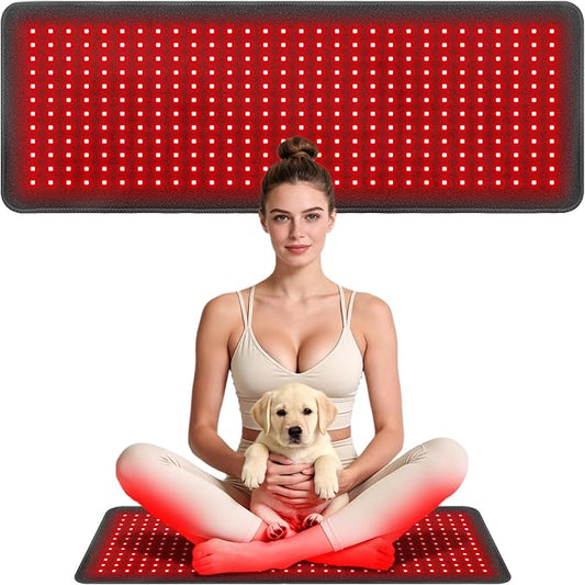 Red Light Therapy Mat for Body, 60W 31.5" x 11.8" 660nm & 850nm 360 LEDs Home Infrared Light Therapy Pad Blanket with Smart Temp & Timer for Back Belly Shoulder Muscle Pain Relief