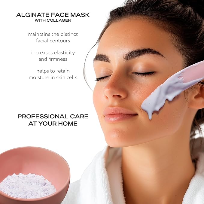 Name Skin Care Alginate Powder Face Mask with Collagen - 2.2lb, 40 Applications - Peel Off Korean Beauty Natural Fascial Skincare - Hydrating Moisturizing Exfoliating Refreshing Peeling Spa Kit