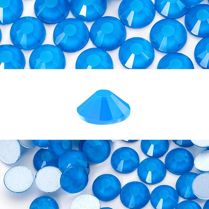Novani 3000 Pieces Flatback Rhinestones Glass Round Gems Neon-Blue Crystals for Nail Art DIY Crafts Clothes Shoes,SS10,2.7-2.9mm