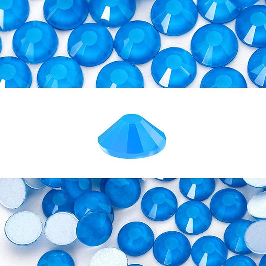 Novani 3000 Pieces Flatback Rhinestones Glass Round Gems Neon-Blue Crystals for Nail Art DIY Crafts Clothes Shoes,SS8,2.3-2.5mm