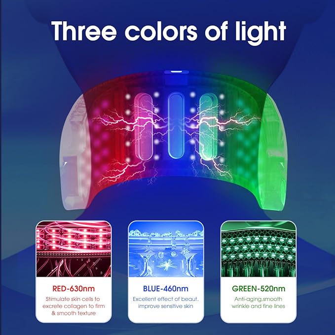 Neck Firming Device, Neck Tightening Machine Wrinkles Remover for Neck Lift, Led Red Blue Green Light