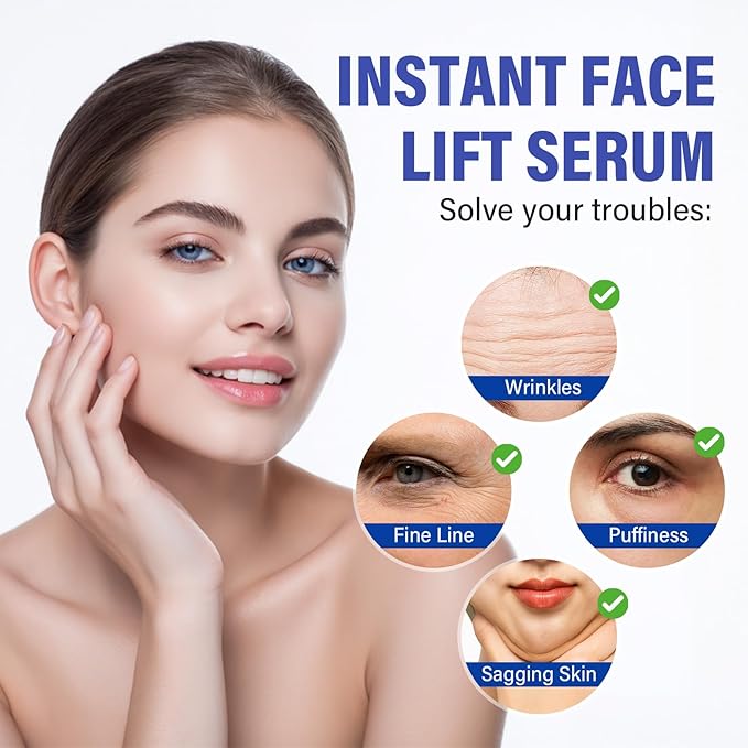 Instant Face Lift Serum，Face Lifting & Skin Tightening, Smooth Fine Lines, Pores and Deep Wrinkles, 1Fl Oz