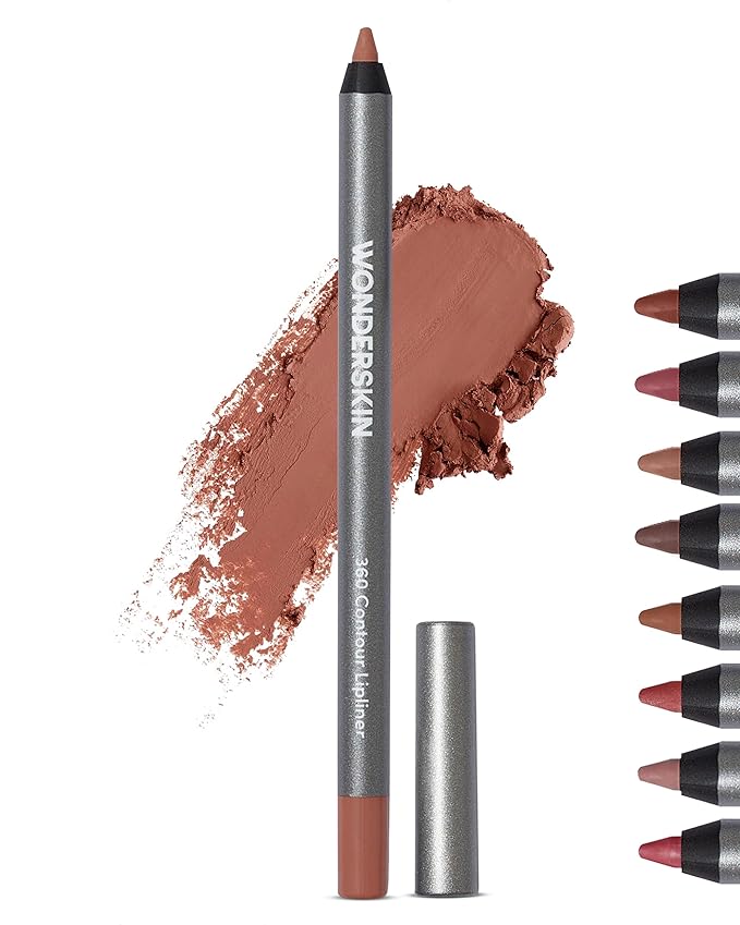 Wonderskin Lipliner Pencil - 360 Contour Lipliner, Long Lasting, Sharpenable, Waterproof and Transfer-Proof Brown Lip Liner Pencil (Saddle)