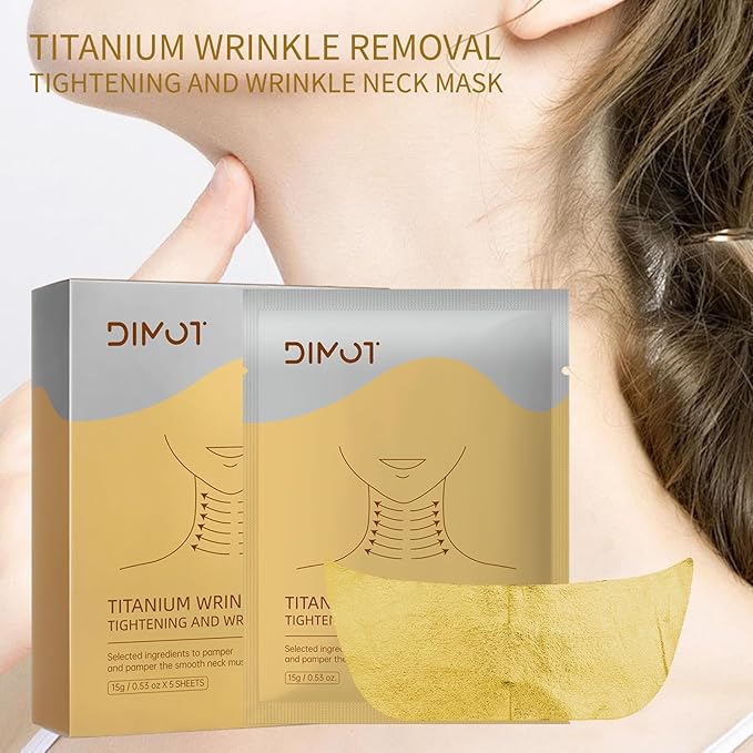Anti-Aging Neck Mask Patches | Golden Collagen & Hyaluronic Acid Pads for Neck Wrinkles | Deep Moisturizing, Firming & Lifting Treatment | Adjustable Line Remover Wrap for All Skin Types, 1 Pack (2)