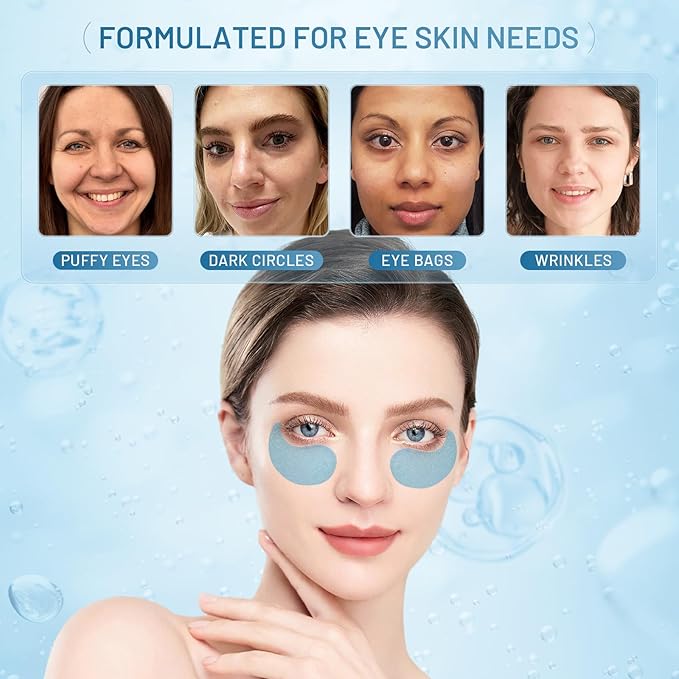 Under Eye Patches Masks - Reduce Puffy Eyes, Dark Circles,Undereye Bags, Wrinkles,Infused Peptide Collagen and Hyaluronic Acid,Vegan Cruelty-Free Self Care