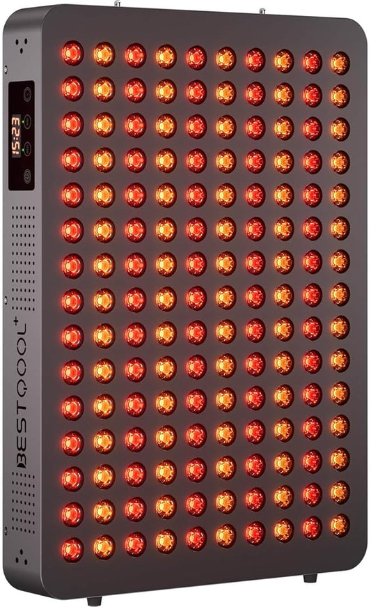BestQool Red Light Therapy Device, 4 Wavelengths Full Body Near Infrared Red Light Therapy for Face, Elite Grade Dual Chip 150 LEDs, High Power Output Red Light Panel and Infrared Light Lamp. 250W.