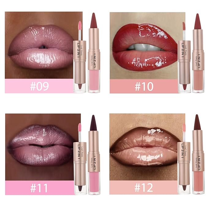 BAISEN DIARY 2-in-1 Double-Ended Matte Lip Liner & Lip Gloss Duo, Soft Baby Pink Ombre Lip Combo Pencil, Lip Liner and Lipstick Gloss Set for Defined & Fuller Looking Lips (#09 Soft Baby Pink Ombre)